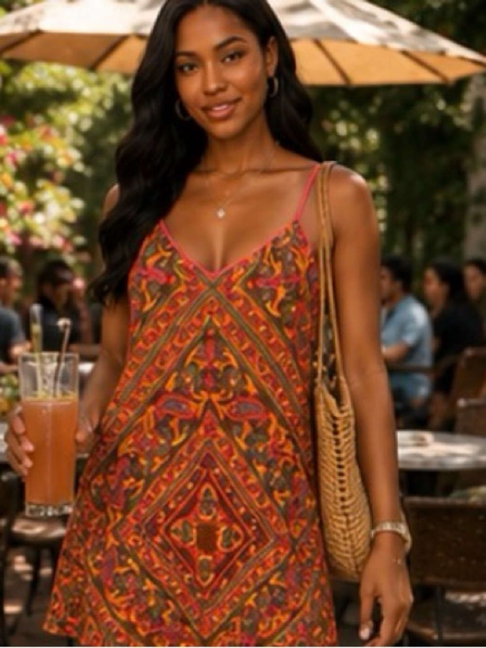 Free People paisley print spaghetti strap mini dress. Size XL P2P 23’ length 29’ - Picture 1 of 4